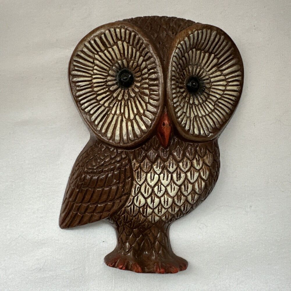 Vintage 70s MCM Owl Wall Hanging Decor Retro Foamcraft Kitschy